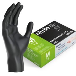 Guantes de Nitrilo Negro sin polvo Nitriflex Black  1000 unds. (10 x 100). .